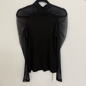COMMENSE Black Sheer Long Sleeve  Top Women’s Size Medium NWT